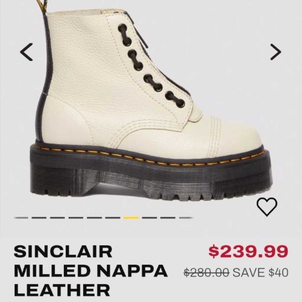 Dr. Martens Sinclair Milled Napa Leather Platform Boots 8US - Picture 7 of 10